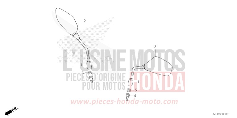 SPIEGEL von Africa Twin Mechanik PEARL GLARE WHITE (NHB53H) von 2022